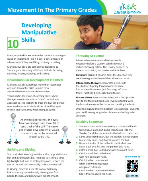 Movement in the Primary Grades: Developing Manipulative Skills
