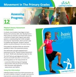 Assessing progress Movement in the Primary Grades - Assessing Progress
